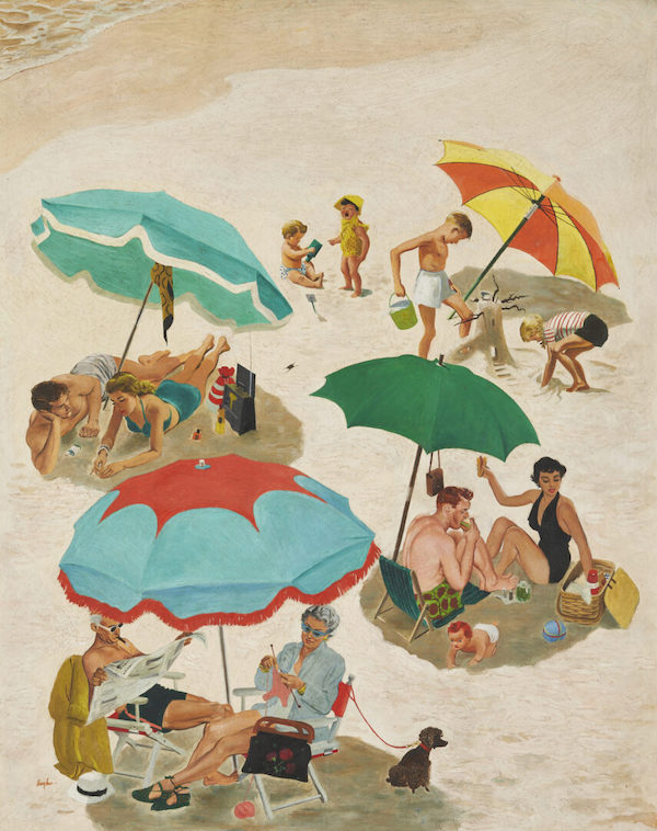 George E. Hughes summer beach scene, created as the cover illustration for the Aug. 2, 1952 ‘Saturday Evening Post,’ $103,700