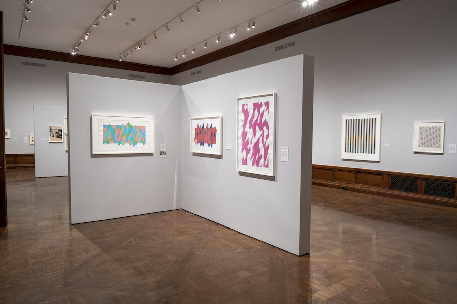 Installation view of Bridget Riley Drawings: From the Artist’s Studio, Morgan Stanley East, photography by Carmen Gonzalez Fraile 