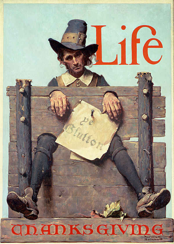 Norman Rockwell (1894-1978), ‘Thanksgiving Ye Glutton,’ 1923. Cover illustration for ‘Life,’ November 22, 1923. Oil on canvas. Norman Rockwell Museum Collection NRM.1986.03.