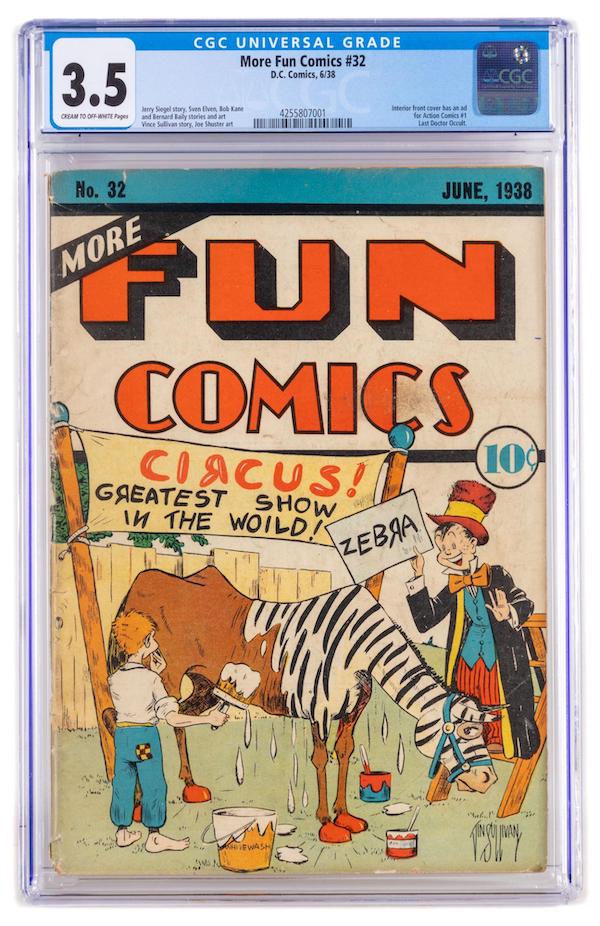 More Fun Comics No. 32 featuring an ad for Action #1, estimated at $800-$1,200