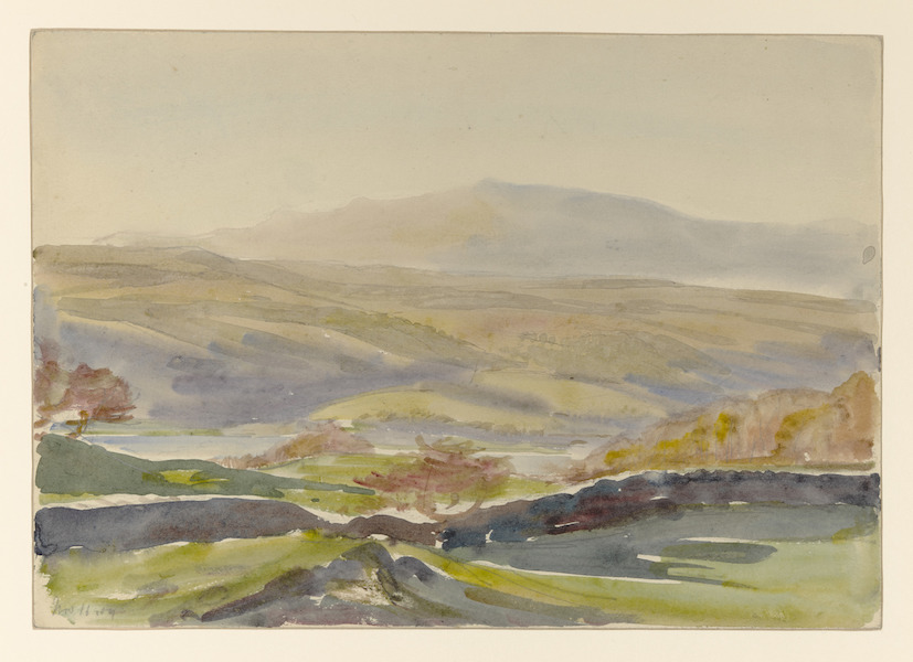 Beatrix Potter (British, 1866–1943), ‘View of Monk Coniston Moor,’ 1909. Watercolor over pencil on paper, Victoria and Albert Museum, Linder Bequest, LB.541. © Victoria and Albert Museum, London, courtesy of Frederick Warne & Co. Ltd. 