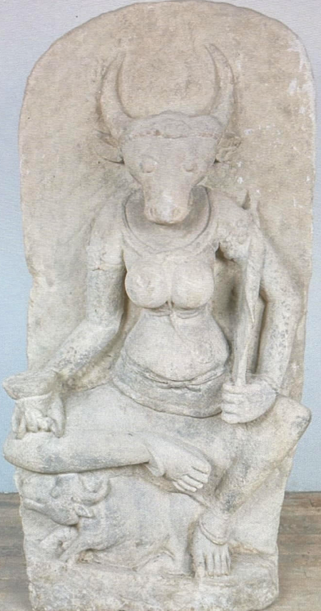 Carved from stone around 1,200 years ago, the Yogini Gomukhi was stolen from a temple in Lokhari, India in the late 1970s or early 1980s. It was likely one of a large group of stone idols representing Tantric goddesses. Image courtesy of Art Recovery International