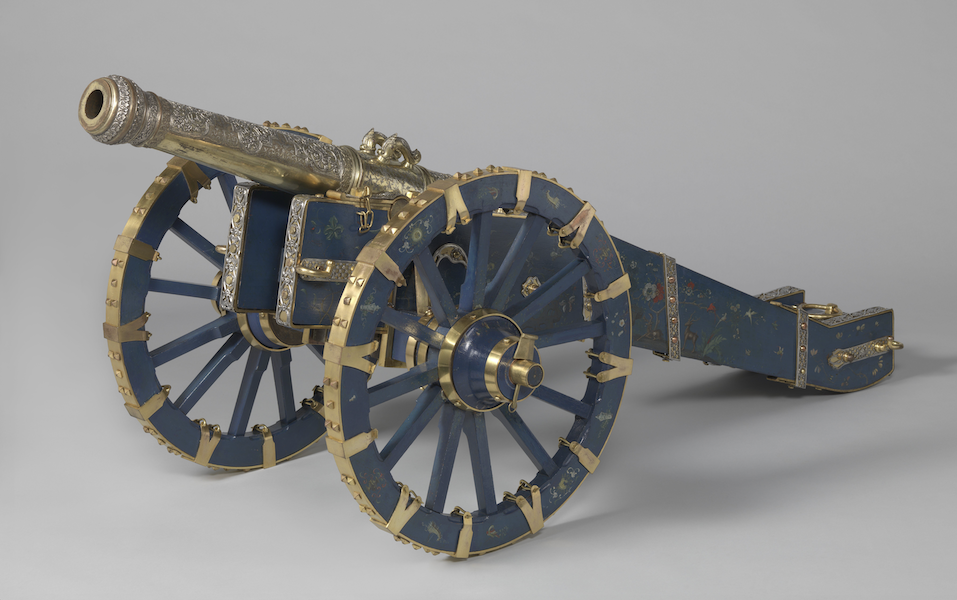 The Cannon of Kandy, shown in an undated photo provided by the Rijksmuseum in Amsterdam. The lavishly decorated cannon is among six pieces that the museum is returning to Sri Lanka; Dutch East India Company troops looted the cannon in 1765. Image courtesy of Wikimedia Commons, photo credit the Rijksmuseum. Shared under the Creative Commons CC0 1.0 Universal Public Domain Dedication.