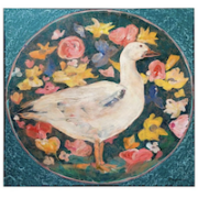 Ira Yeager, ‘White duck in a circle of flowers,’ estimated at $8,000-$10,000. Image courtesy of Turner Auctions + Appraisals