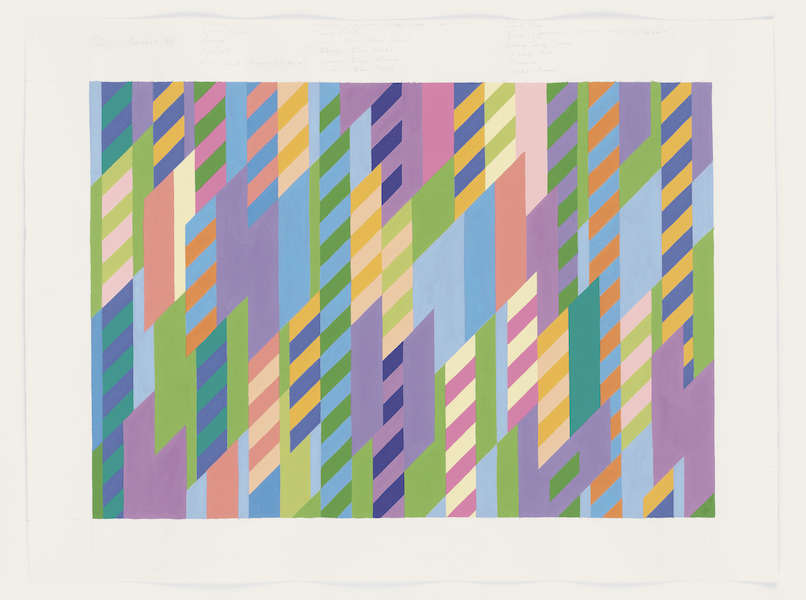 Bridget Riley (b. 1931-), ‘July 1 Bassacs,’ 1994. Collection of the artist. © Bridget Riley 2023. All rights reserved. 