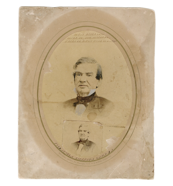 Full-plate colorized albumen portrait photograph of Cherokee Chief John Ross, estimated at $2,500-$5,000