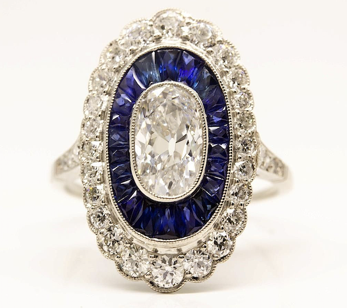 Diamond, sapphire and platinum engagement ring, estimated at $17,000-$20,000