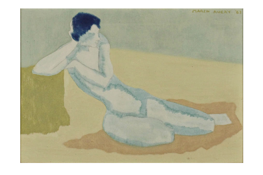 March Avery, ‘Modern Figure in Blue,’ estimated at $5,000-$8,000. Image courtesy of Nye & Company Auctioneers