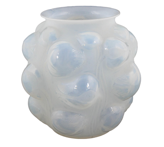 Opalescent molded Tulipes vase by R. Lalique, estimated at $1,000-$2,000. Image courtesy of Nye & Company Auctioneers
