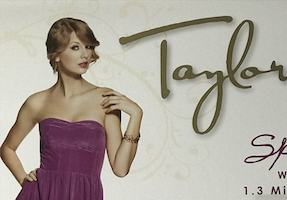 Detail of a 2011 label industry achievement award highlighting Taylor Swift’s Speak Now tour and her accomplishments that year, which realized $950 plus the buyer’s premium in June 2021. Image courtesy of MusicGoldmine.com and LiveAuctioneers.