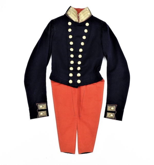 Circa-1847-49 officer’s artillery coatee (tight-fitting uniform coat) worn by Julius Adolphus De Lagnel, estimated at $3,000-$5,000 