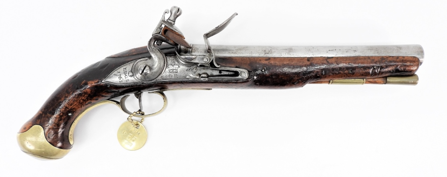 Circa-1762 British pattern 1759 Elliott light dragoon pistol, estimated at $3,000-$5,000