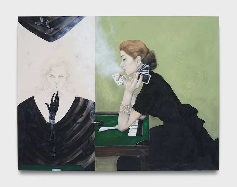 Katja Seib, ‘Madame X and Madame Y,’ 2023. Oil, acrylic and pencil on canvas. Courtesy the artist and Sadie Coles HQ, London, image provided by Art & Newport