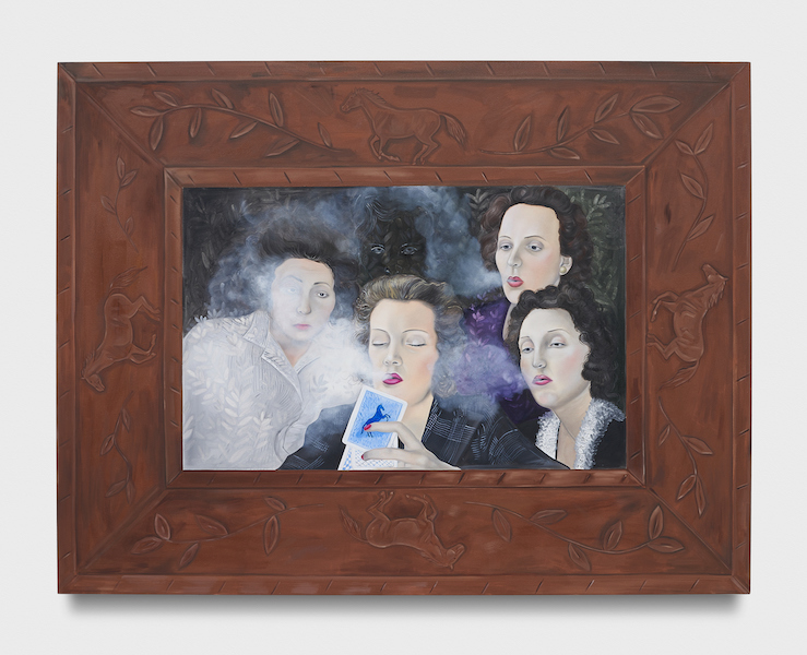 Katja Seib, ‘Women and cigars,’ 2023. Oil on canvas. Courtesy the artist and Sadie Coles HQ, London, image provided by Art & Newport