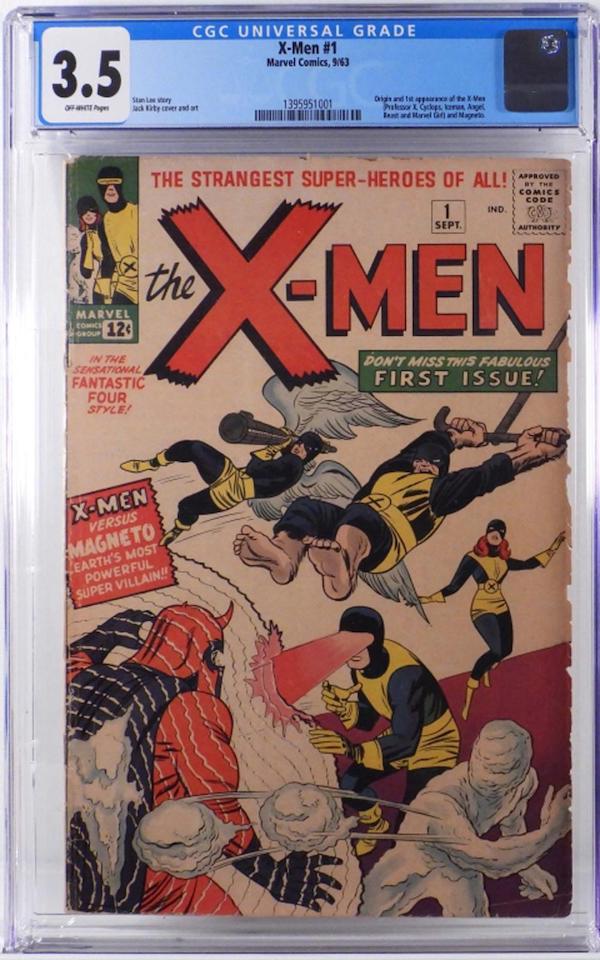 Copy of Marvel Comics’ X-Men #1 from September 1963 featuring the origin and first appearance of the X-Men and Magneto, graded CGC 3.5, estimated at $8,000-$12,000