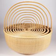 Michael Kane basket nest of 10 Nantucket rounds with a 1985 penny at the center, estimated at $10,000-$15,000. Image courtesy of Rafael Osona Auctions