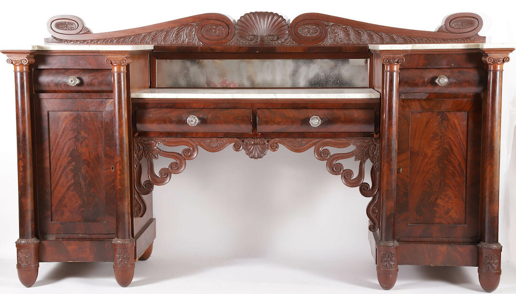 Carved mahogany sideboard formerly owned by John Quincy Adams and made by Antoine Gabriel Quervelle, estimated at $3,000-$5,000. Image courtesy of Rafael Osona Auctions