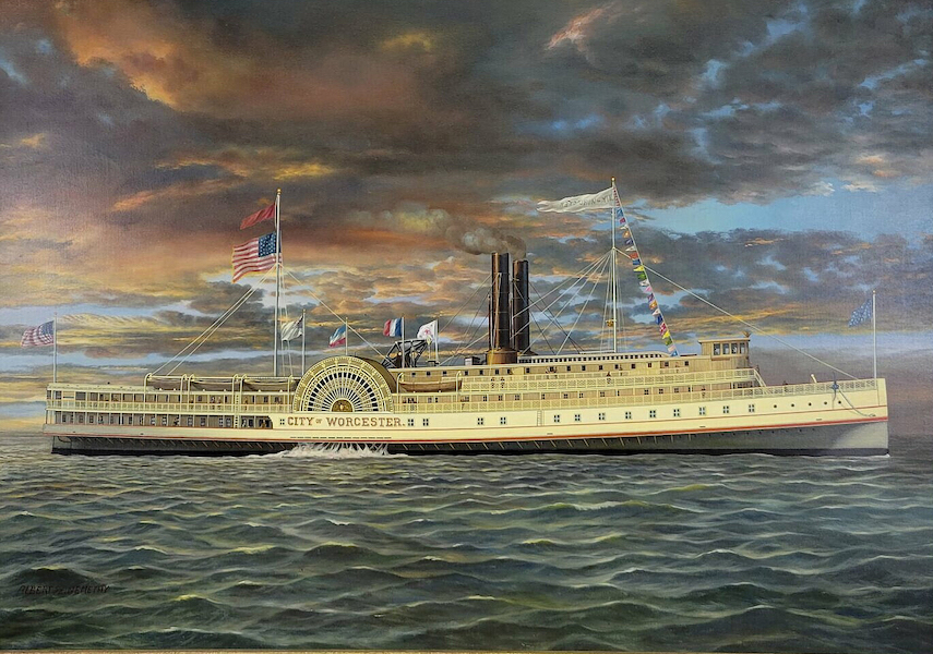 Albert S. Nemethy, ‘The City of Worcester Paddlewheel Ferry,’ estimated at $5,000-$8,000. Image courtesy of Rafael Osona Auctions