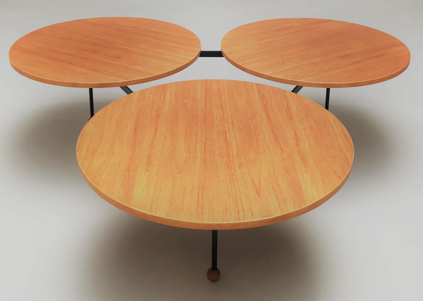 A Greta Magnusson Grossman Flying Saucer table in teak and black lacquered metal made €8,000 (roughly $8,907) plus the buyer’s premium in October 2019. Image courtesy of Louiza Auktion & Associates and LiveAuctioneers.