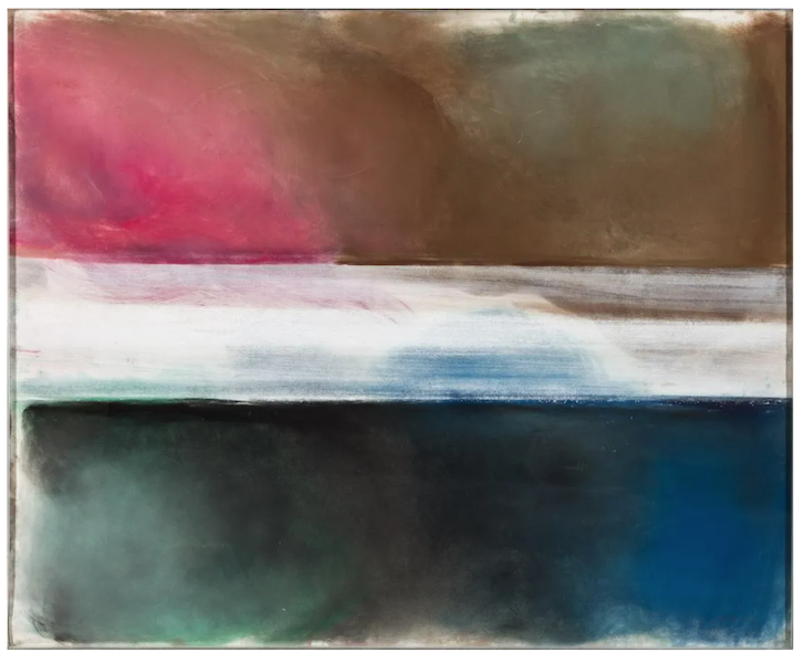 ‘Spatial Image III,’ an Ed Clark dry pigment painting from 1982, sold for $280,000 plus the buyer’s premium in March 2022. Image courtesy of Swann Auction Galleries and LiveAuctioneers.