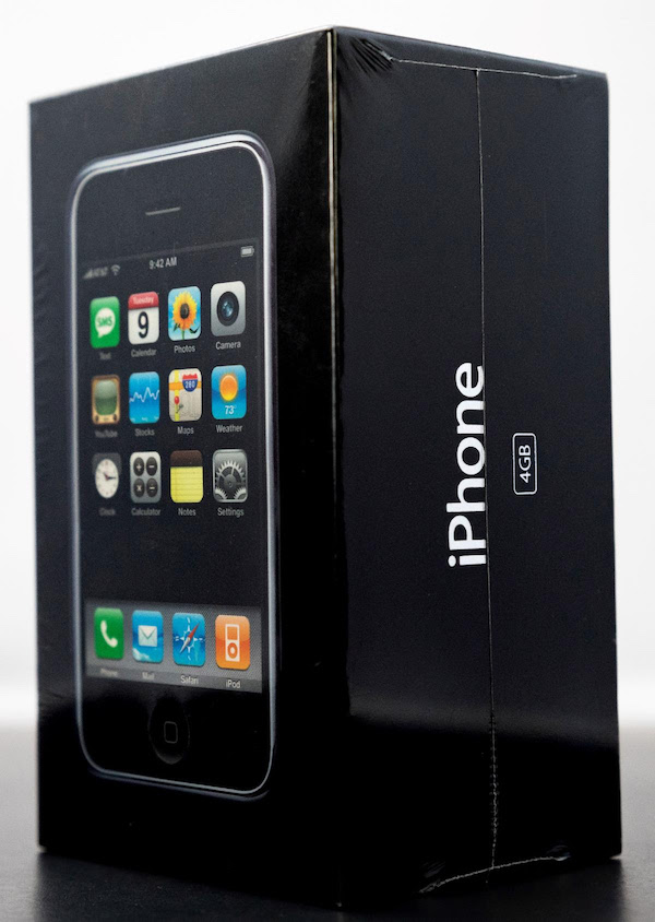 A factory-sealed original 2007 iPhone with 4GB of memory achieved $190,373 and a new world auction record for any iPhone on July 16. Image courtesy of LCG Auctions