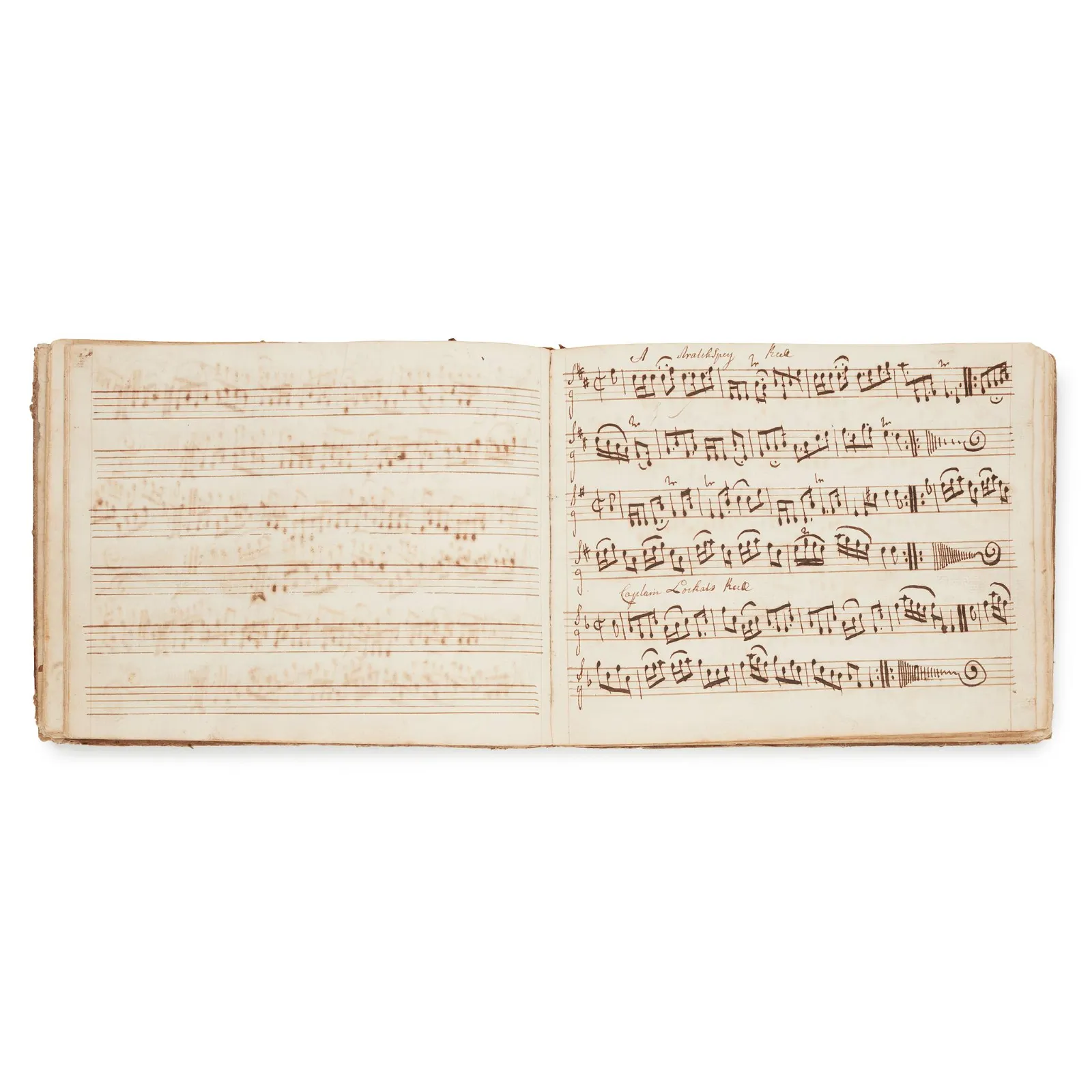 Scottish music reel book of Elizabeth Rose of Kilravock, circa 1766, at Lyon & Turnbull August 16, 2023. Estimate: £3,000-£5,000 ($3835-$6391).