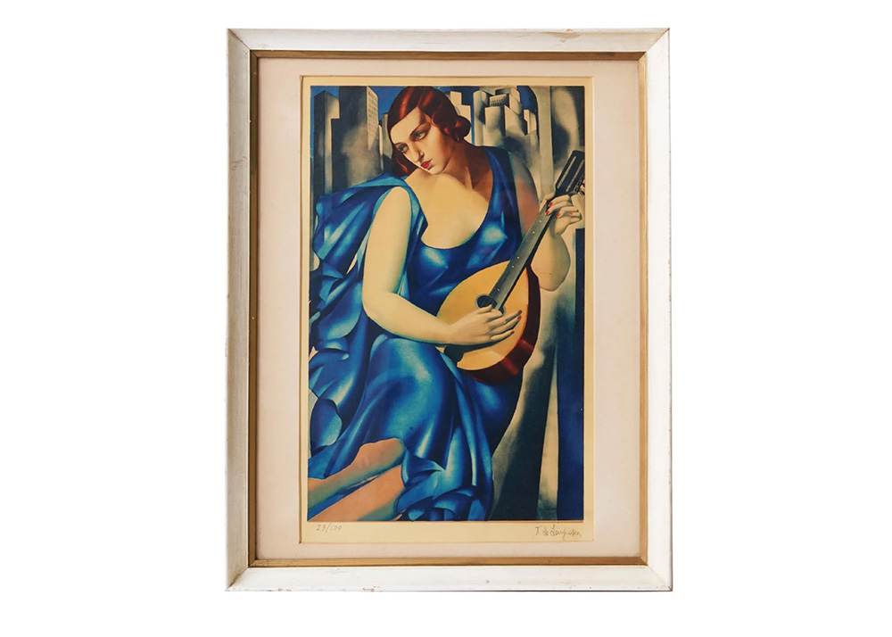 Femme a la Mandoline, an artist-signed print by Tamara de Lempicka sold for $8,320 at Antique Arena Inc.