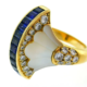 French mother-of-pearl, sapphire, diamond and 18K gold cocktail ring, estimated at $9,000-$11,000.
