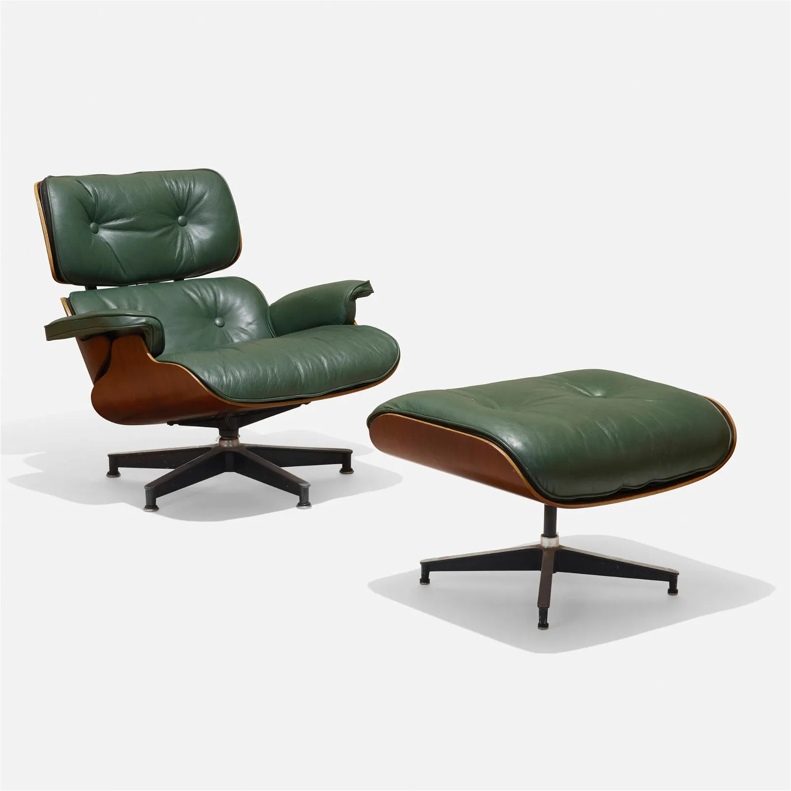 Bespoke green leather Eames lounge chair and ottoman tops Wright&#8217;s American Design sale