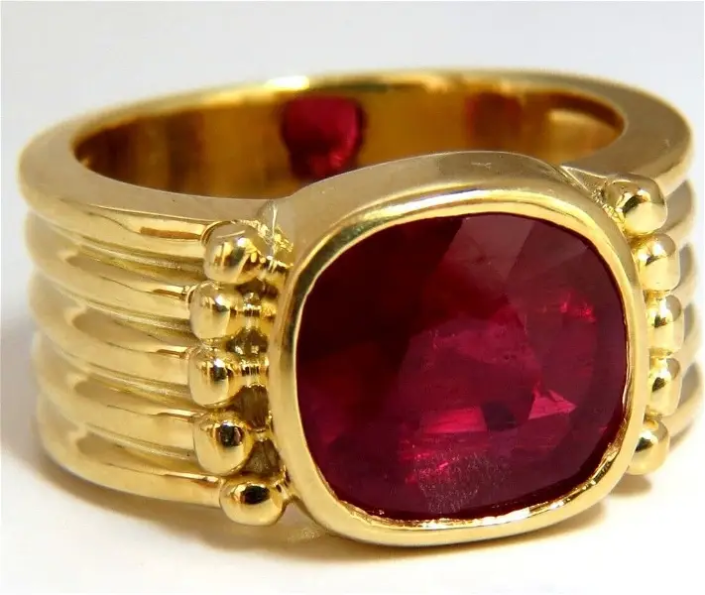 Five-carat enhanced ruby Greek gesso Art Deco 14K gold ring, estimated at $1,500-$2,000 at Jasper52.