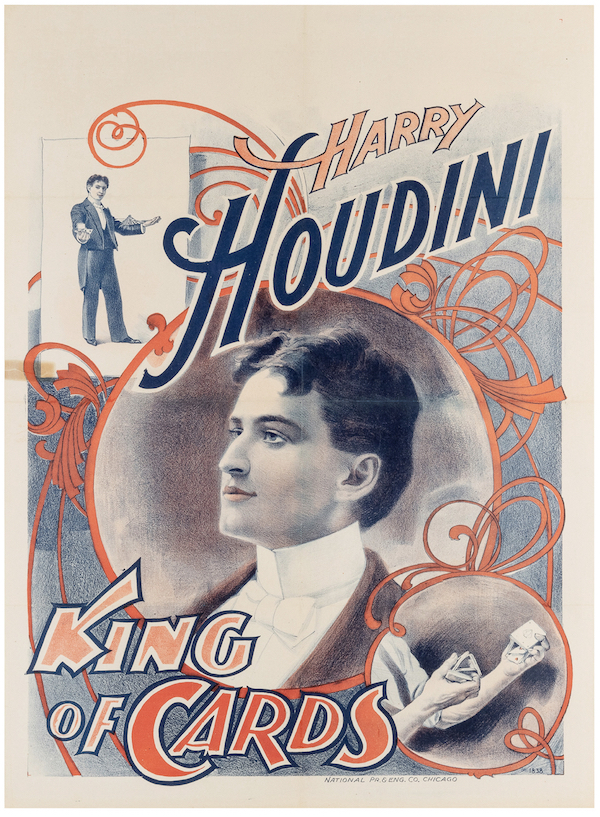 1898 poster Harry Houdini, King of Cards, estimated at $10,000-$20,000