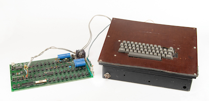 Vintage Apple-1 computer signed by Apple’s co-founder, Steve ‘Woz’ Wozniak, estimated at $200,000+. Image courtesy of RR Auctions