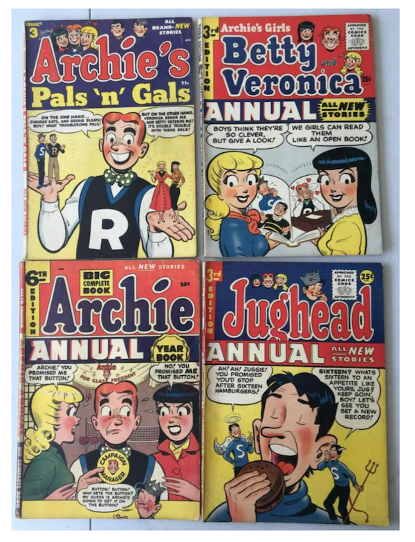 A grouping of four Silver Age comic books from the Archie-verse brought $2,100 plus the buyer’s premium in September 2021. Image courtesy of Weiss Auctions and LiveAuctioneers.