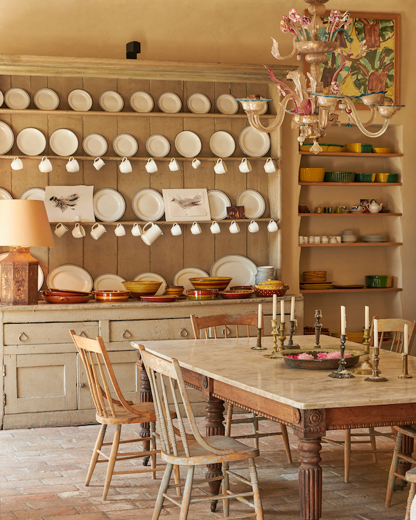 Kitchen at interior design legend Robert Kime’s Provencal home, ‘La Gonette.’ Image courtesy of Dreweatts, photo credit Barney Hindle