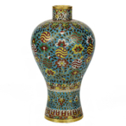 Chinese Ming dynasty cloisonne enameled gilt bronze meiping vase, estimated at $6,000-$9,000. Image courtesy of Clars Auction Gallery