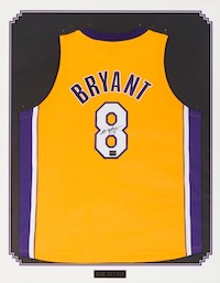 Kobe Bryant Los Angeles Lakers jersey, signed by him in January 2000, estimated at $8,000-$10,000.
