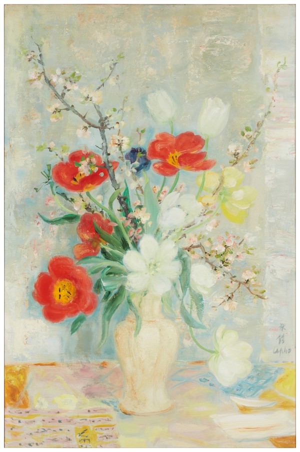 Lê Phổ, ‘Les Tulipes Rouges et Blanches,’ estimated at $60,000-$80,000. Image courtesy of John Moran Auctioneers