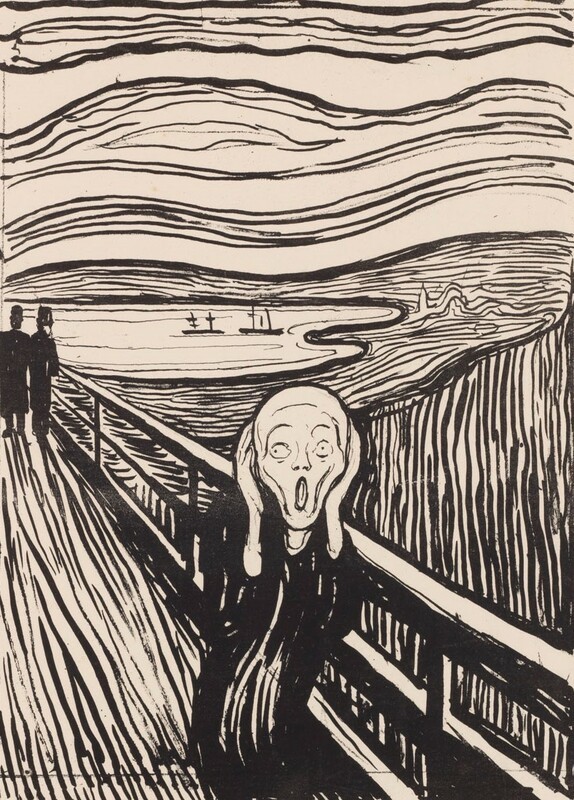 Edvard Munch, ‘The Scream,’ 1895, lithograph on paper. Private collection, © Artists Rights Society (ARS), New York 