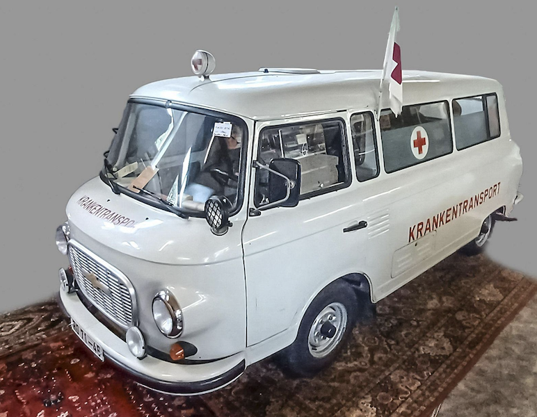 Barkas ambulance B 1000 KK, first registered in 1987, estimated at €100-€130 ($109-$142). Image courtesy of Historia Auctionata and LiveAuctioneers