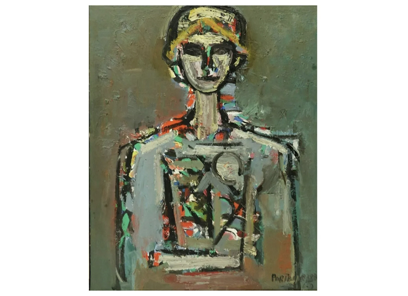 A 1960 Rene Portocarrero portrait of a woman brought $16,000 plus the buyer’s premium in November 2019. Image courtesy of Kodner Galleries Inc. and LiveAuctioneers.