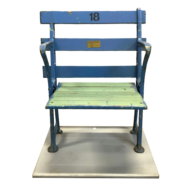 Seat removed from Yankee Stadium during a 1970s refurbishment of the venue, estimated at $100-$300. Image courtesy of the Benefit Shop Foundation, Inc.