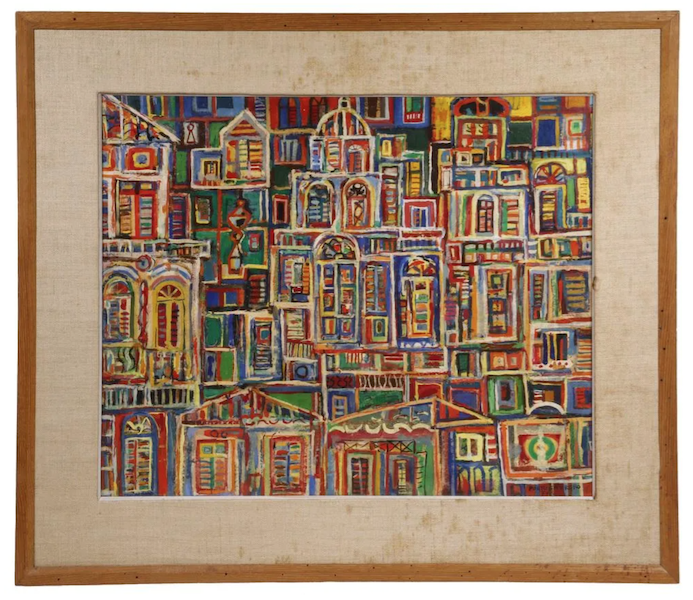 A 1954 Rene Portocarrero cityscape of Havana, Cuba, titled ‘Paisaje de La Habana,’ sold for $18,000 plus the buyer’s premium in March 2020. Image courtesy of Thomaston Place Auction Galleries and LiveAuctioneers.
