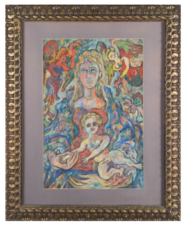 This 1947 Rene Portocarrero pastel, ‘Madonna & Child,’ made $20,000 plus the buyer’s premium in October 2018. Image courtesy of Oakridge Auction Gallery and LiveAuctioneers.