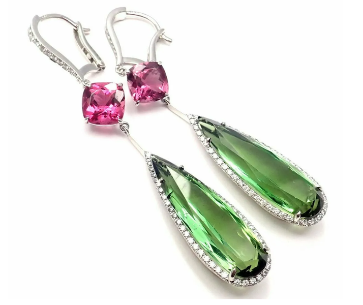 A pair of Chopard Temptations earrings in 18K white gold with diamond and tourmaline realized $14,000 plus the buyer’s premium in February 2021. Image courtesy of The Trove Group - Fine Jewelry and LiveAuctioneers.