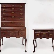 Circa-1760 Connecticut Queen Anne highboy and matching lowboy, estimated at $25,000-$50,000 at New England Auctions – Fred Giampietro.