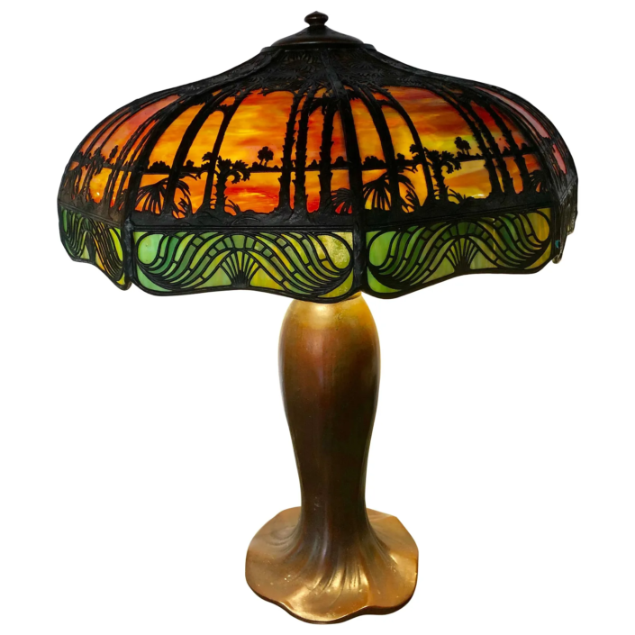 Handel palm tree table lamp, estimated at $11,000-$13,000 at Jasper52.