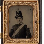 Unique ambrotype of Luther C. Ladd, a Union soldier from Lowell, Mass. who became the first fatality of the Civil War, estimated at $8,000-$12,000 at Swann Auction Galleries.