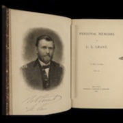 Detail from lot featuring a first edition copy of ‘The Personal Memoirs of Ulysses S Grant,’ estimated at $1,500-$3,000 at Schlib Antiquarian Rare Books.