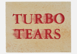 Ed Ruscha’s ‘Turbo Tears’ achieved $8,500 plus the buyer’s premium in September 2023. Image courtesy of Los Angeles Modern Auctions (LAMA) and LiveAuctioneers.