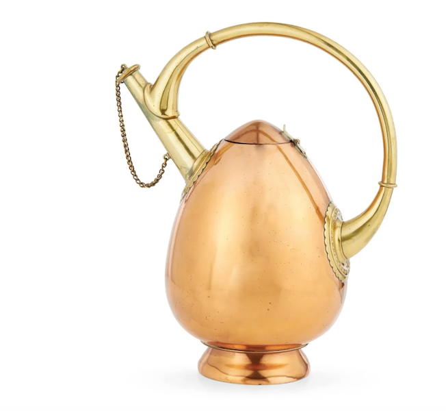 This circa-1885 Christopher Dresser copper and bronze flask, designed for Benham & Froud, earned $4,129 plus the buyer’s premium in April 2023. Image courtesy of Lyon & Turnbull and LiveAuctioneers.